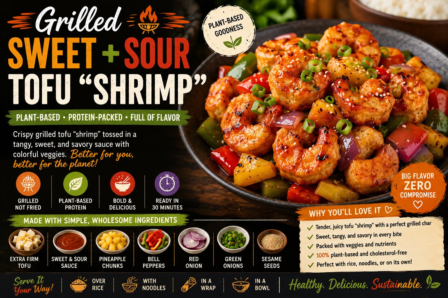 Grilled Sweet - Sour Tofu Shrimp