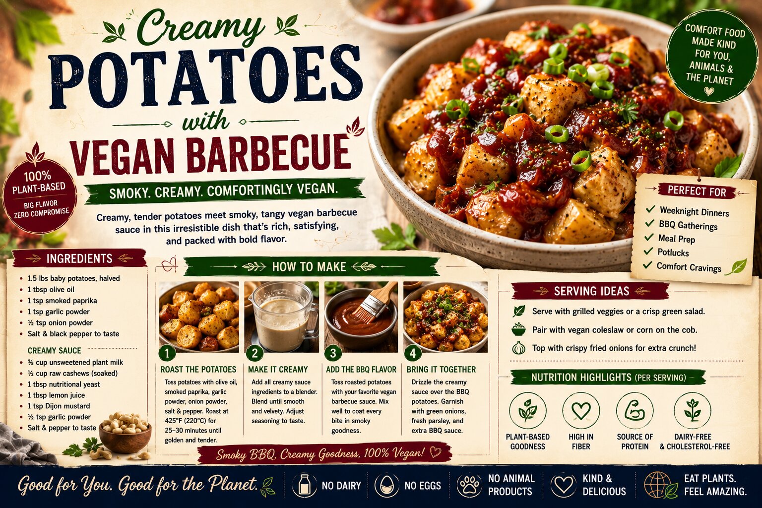Creamy Potatoes with Vegan Barbecue