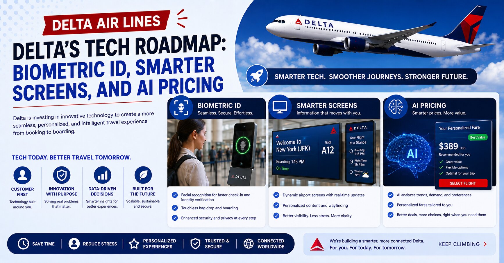 Delta's Tech Roadmap: Biometric ID, Smarter Screens, and AI Pricing
