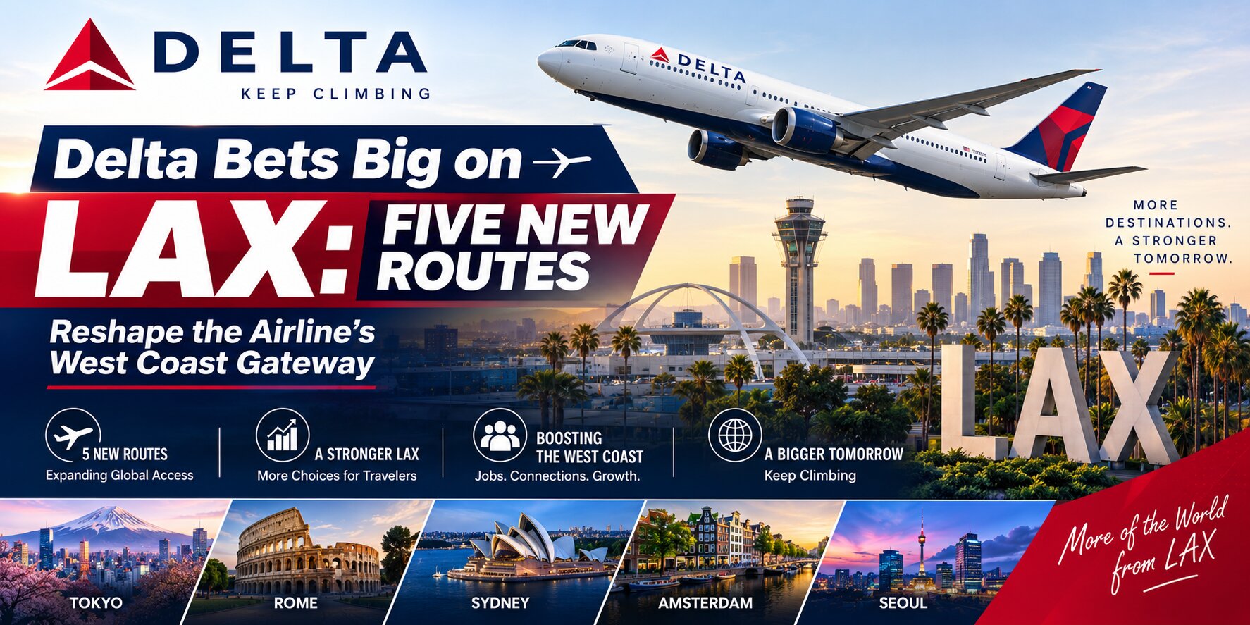 Delta Airlines Bets Big on LAX- Five New Routes